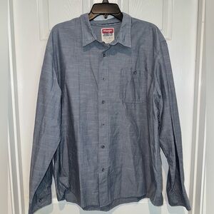 Wrangler Gray Casual Button Down Shirt. Size 2XL